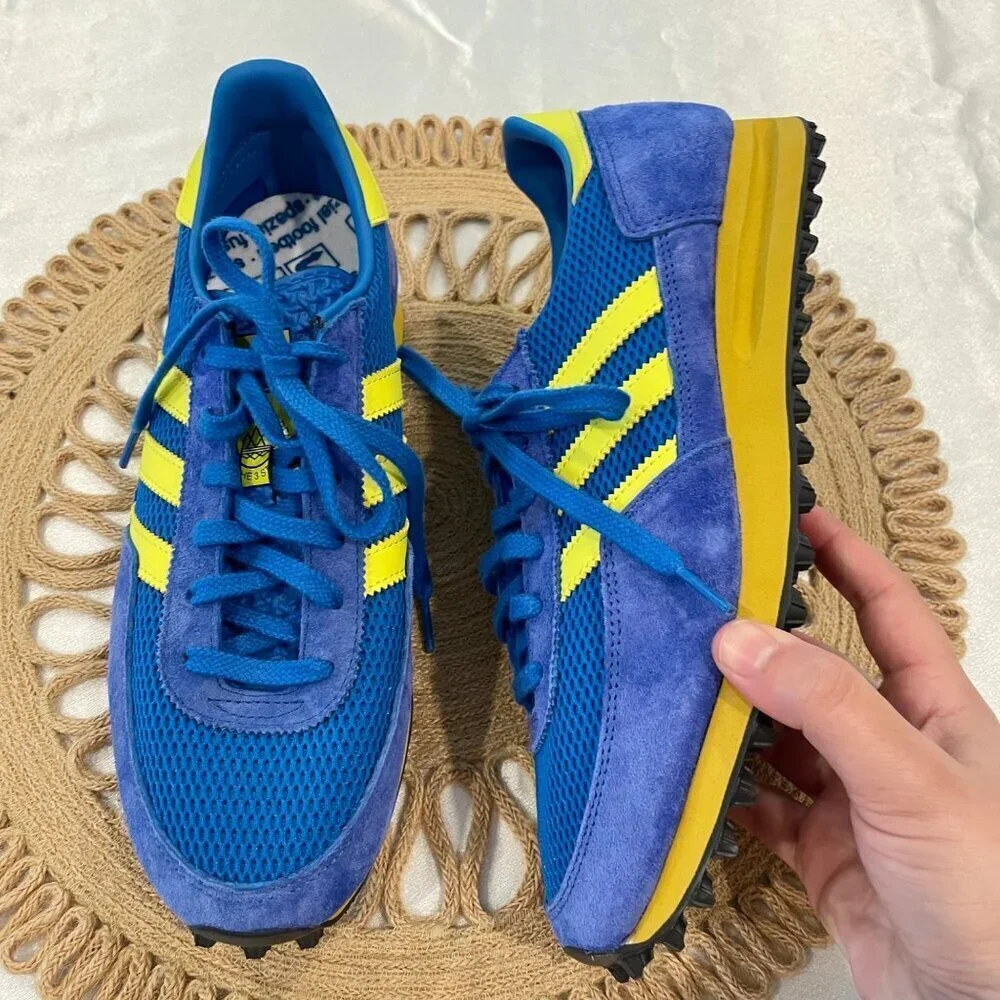 NWOT Adidas TRX Mesh SPZL Hi-Res Blue Shock Yellow Sneaker Size Men's 9